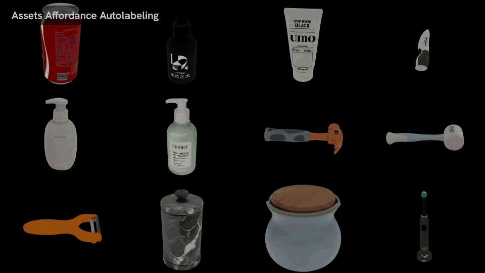 Automatic part-level affordance annotation for simulator-ready assets